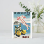 イタリアマップアンドレモンズヴィンテージトラベルポストカード ポストカード (スタンド正面)