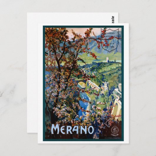 イタリアメラノメラン復元ヴィンテージ旅行ポスター ポストカード (正面/裏面)