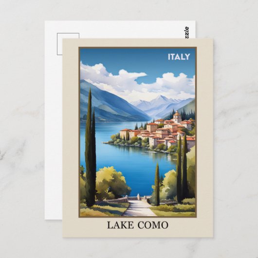 イタリアレイクコモヴィンテージトラベル ポストカード (正面/裏面)