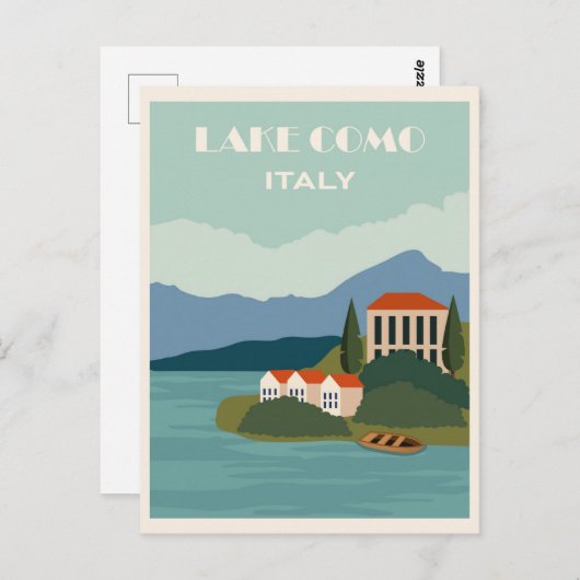 イタリアレイクコモヴィンテージトラベル ポストカード (正面/裏面)