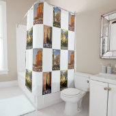 イタリアレトロコラージュヴィンテージ都市ポスター シャワーカーテン (インサイチュ)