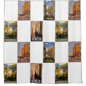 イタリアレトロコラージュヴィンテージ都市ポスター シャワーカーテン (正面)