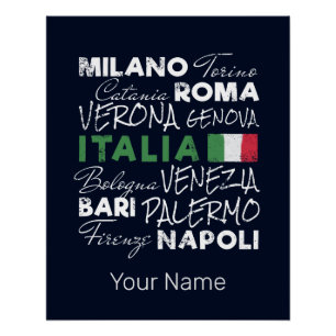 イタリアレトロシティー&フラッグヴィンテージホリディースミナリー ポスター