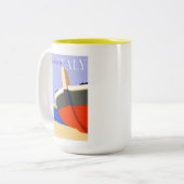 イタリアレトロヴィンテージイタリアンビーチ旅行ポスター ツートーンマグカップ (正面左)