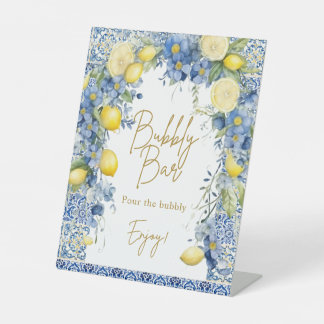 イタリアレモンブルータイルバブリーバーサイン 台座サイン