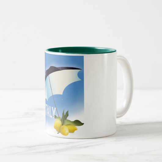 イタリアレモンヴィンテージスタイル旅行ポスター ツートーンマグカップ (正面右)