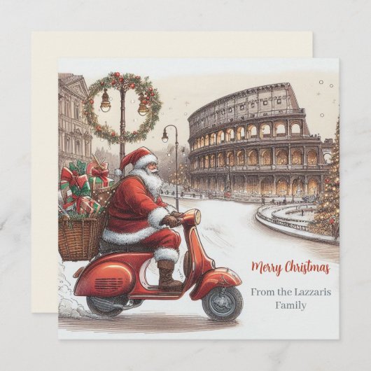 イタリアローマクリスマスウォーターカラーイメージ シーズンカード (正面/裏面)