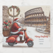 イタリアローマクリスマスウォーターカラーイメージ スパークリングワインラベル (シングルラベル)