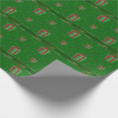 イタリアンなクリスマスのギフトは緑の覆いの紙を包みます ラッピングペーパー (角)