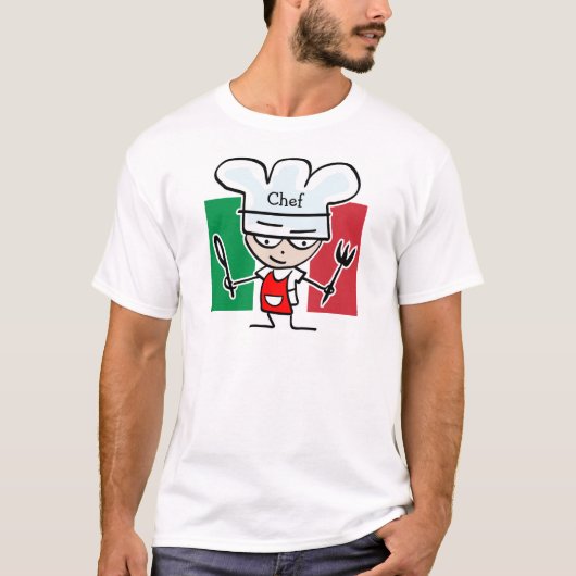 イタリアンなシェフの料理のTシャツ-カスタマイズ可能な文字 Tシャツ (正面)