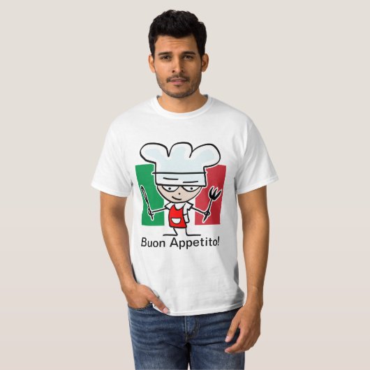 イタリアンなシェフの調理師のためのTシャツのギフト Tシャツ (正面フル)