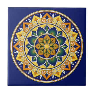 イタリアンなタイルパターン-孔雀のモチーフのマジョリカ タイル