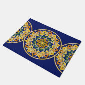 イタリアンなタイルパターン-孔雀のモチーフのマジョリカ ドアマット (アングル)