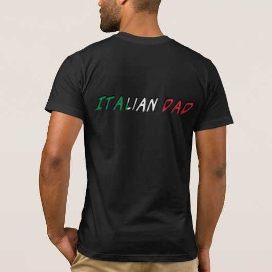 イタリアンなパパのイタリアのイタリアンな旗のタイポグラフィ Tシャツ (裏面)