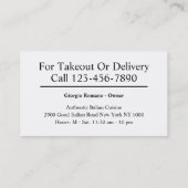 イタリアンなピザレストラン 名刺 (裏面)