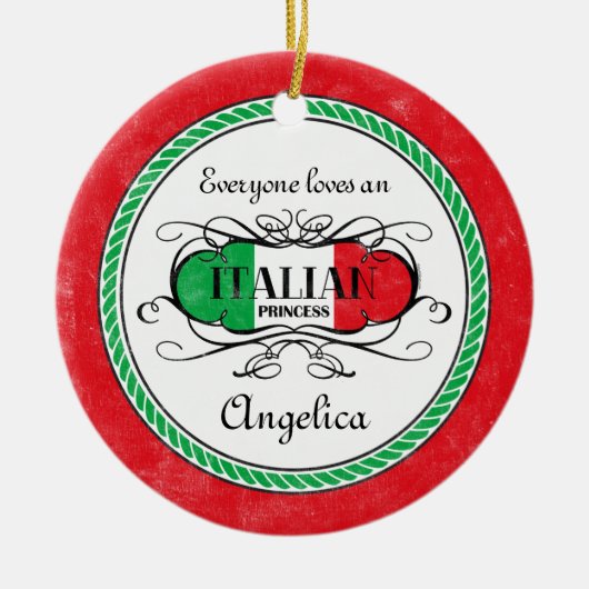 イタリアンなプリンセスのパーソナライズなオーナメント セラミックオーナメント (正面)