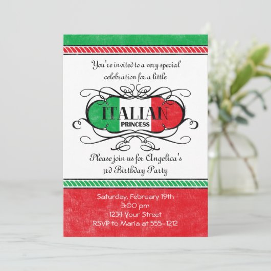イタリアンなプリンセスのパーティの招待状 招待状 (スタンド正面)