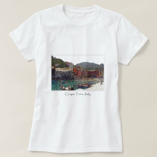 イタリアンなリビエラのCinque Terreイタリア Tシャツ (デザイン正面)
