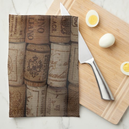 イタリアンなワインのコルクのコレクションのバータオル キッチンタオル (四つ折り)