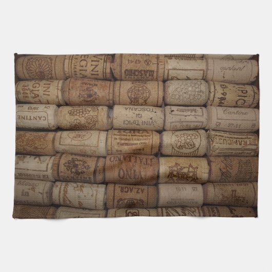 イタリアンなワインのコルクのコレクションのバータオル キッチンタオル (横)