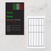 イタリアンな個人教師のアポイントメントの名刺 予約カード (正面/裏面)