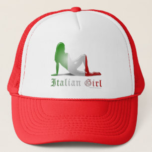 イタリアンな女の子のシルエットの旗 キャップ