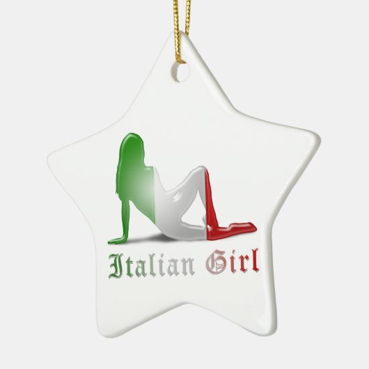 イタリアンな女の子のシルエットの旗 セラミックオーナメント (左)