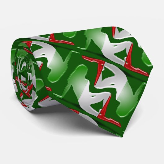 イタリアンな女の子のシルエットの旗 ネクタイ (ロール)