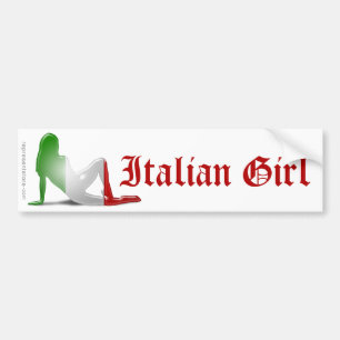 イタリアンな女の子のシルエットの旗 バンパーステッカー
