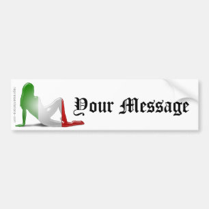 イタリアンな女の子のシルエットの旗 バンパーステッカー