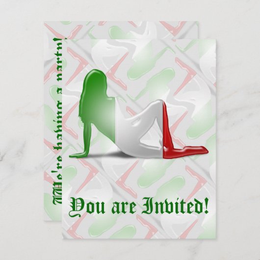 イタリアンな女の子のシルエットの旗 招待状 (正面/裏面)