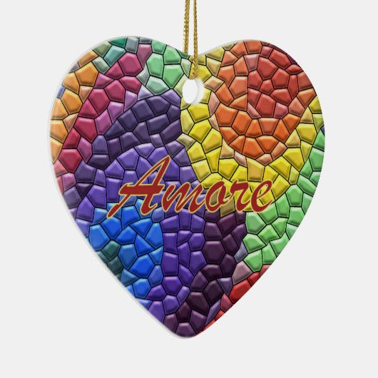 イタリアンな愛虹のモザイクハートのオーナメント セラミックオーナメント (右)