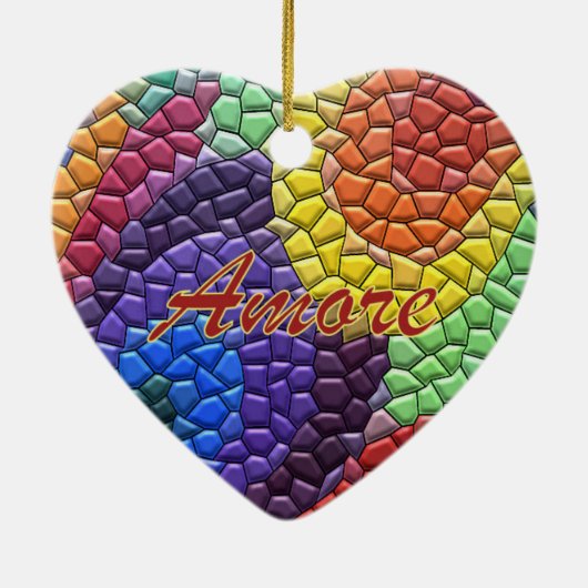 イタリアンな愛虹のモザイクハートのオーナメント セラミックオーナメント (裏面)