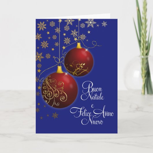 イタリアンな挨拶を用いる赤いクリスマスのつまらないもの シーズンカード (正面)