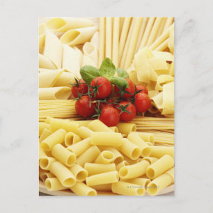 イタリアンな料理。 パスタおよびトマト ポストカード