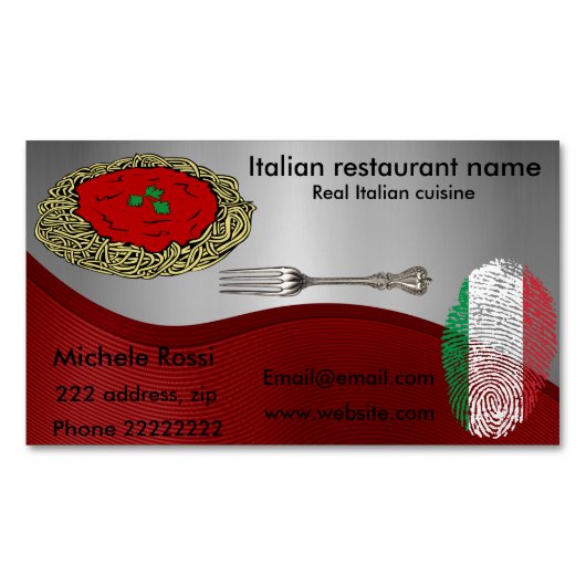イタリアンな料理 マグネット名刺 (正面)