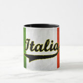イタリアンな旗のイタリアの黒いガラスコーヒー・マグ マグカップ (中央)