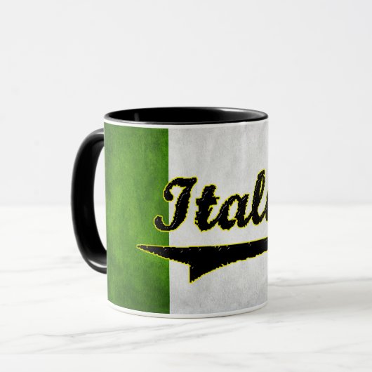 イタリアンな旗のイタリアの黒いガラスコーヒー・マグ マグカップ (正面左)
