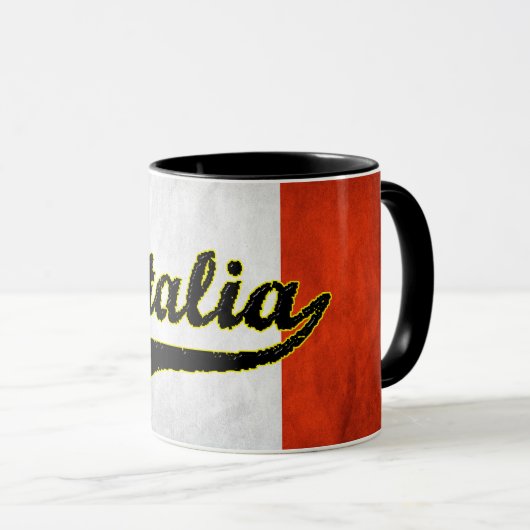 イタリアンな旗のイタリアの黒いガラスコーヒー・マグ マグカップ (正面右)