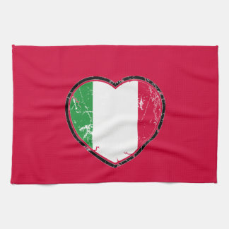 イタリアンな旗のハートの台所タオル キッチンタオル