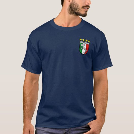 イタリアンな旗の紋章のバッジ Tシャツ (正面)