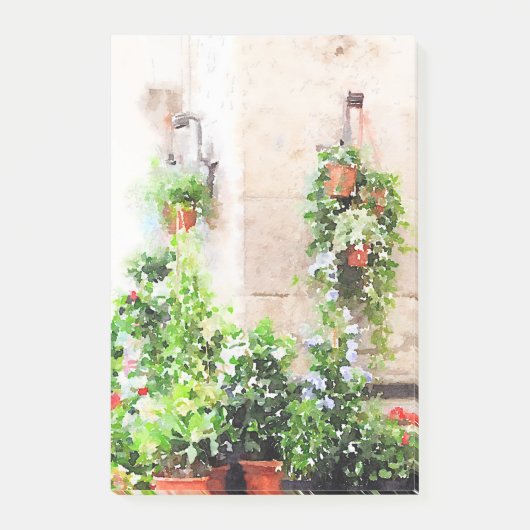 イタリアンな水彩画の花の市場 ポストイット (正面)