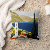 イタリアンな湖のヴィンテージ旅行装飾用クッション クッション (ブランケット)