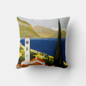 イタリアンな湖のヴィンテージ旅行装飾用クッション クッション (裏面)