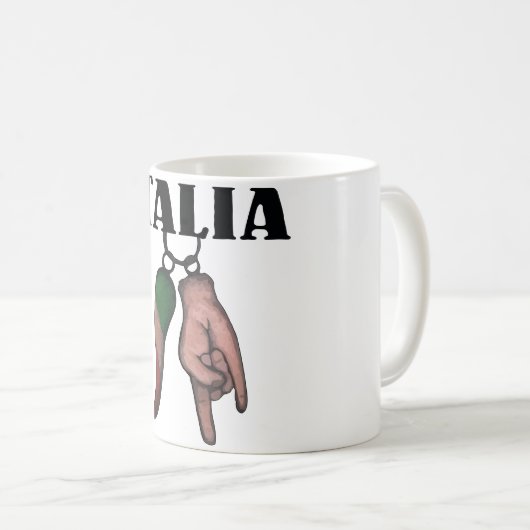 イタリアンな角のコーヒーカップ、悪のまなざし、CORNOが付いているマグ コーヒーマグカップ (正面右)