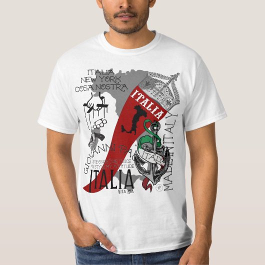 イタリアンな角のブーツの王冠のTシャツイタリア製 Tシャツ (正面)