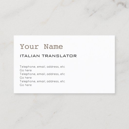イタリアンな訳者または通訳の名刺 名刺 (裏面)