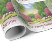 イタリアンな誕生日のさくらんぼの緑の景色の覆いの紙 ラッピングペーパー (ロールコーナー)