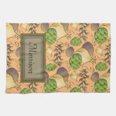 イタリアンな野菜およびローズマリーのカスタムのモノグラム キッチンタオル (横)