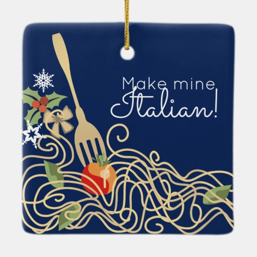 イタリアンな食糧スパゲッティパスタのクリスマスのオーナメント セラミックオーナメント (裏面)